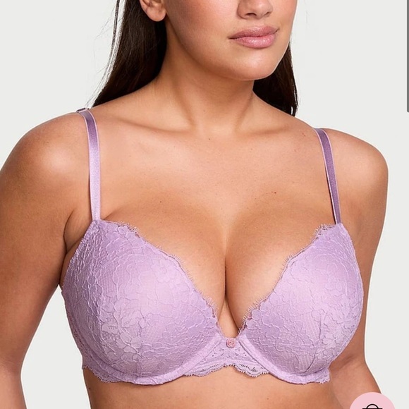 Victoria Secret Dream Angels Silky Purple Lace Push Up Bra size 32DD - Picture 2 of 8